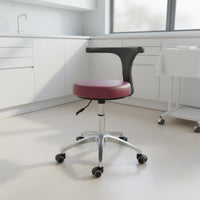Ergonomic Medical Rolling Chair PU Leather Seat Oral Assistant Chair Pressure-Resistant-Resistant Gas Lift Adjustable Swivel Stool with Backrest