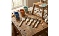 5 Pieces Versatile Nylon Bristle Paintbrushes Multi-Size Paintbrushes with Wooden Handles Angled Paint Brush Set Flat for Cabinets, Decks