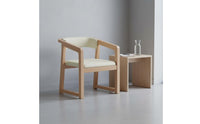 Solid Wood Armchair Firm-Density Foam Cushion Upholstered Dining Chair Ergonomic Design Modern Wooden Accent Chair for Restaurant, Tea Room