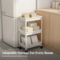 Rolling Storage Cart Movable Mobile Shelving Unit Slim Rolling Storage Cart Space Saving Multi-Tier Utility Trolley for Bathroom