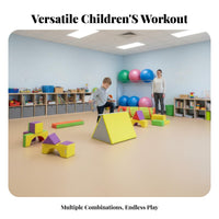 Anti-Slip Surface Kids Parkour Training Blocks Secure Hook-and-Loop Fasteners Kids Gymnastics Equipment Scratch-Resistant PVC Cover Soft Foam Obstacle Course Screen-Unrestricted Fun for Toddlers, Indoor, Kindergarten, School, Outdoor