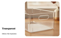 Easy Visibility Rectangular Acrylic Container Multipurpose Clear Storage Box Space Saving Cabinet Organizer Basket Sturdy for Students, Homeowners, Desktop, Kitchen, from Ice, Bathroom