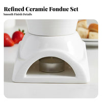 Chocolate Fondue Pot Easy to Clean Cheese Melting Pot Ceramic Fondue Set Dishwasher Safe Countertop Cookware Anti-Slip Design