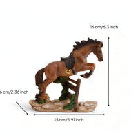 Horse Statue with Fence Base Realistic Decor Textured for Office, Collectors