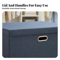 Large Capacity Foldable textile Storage Chest Stackable Clothes Container with Handles Closet Organizer Sturdy Frame for Families, Students, homeowners, Bedroom, Dorm Room, Under Bed, Garage