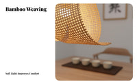 Zen Design Woven Bamboo Hanging Light Natural Material Bamboo Chandelier Artistic Design Woven Hanging Light Warm Atmosphere for Restaurant Owners, Interior Designers, DIY Enthusiasts, Dining Room, Tea House, Bar Counter, Coffee Shop