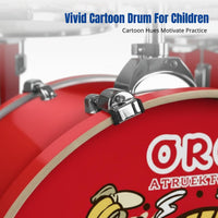 Jazz Drum Set for Kids, Small Size, Cartoon Design, Entry Level, Music Practice, Professional