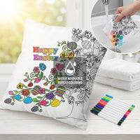 Happy Easter Eggs Pillowcase Pillow Cover for Family Fun Activity Easter, DIY Coloring Blank Pillowcase Creative Gift for Kids, Parents, Holiday Decor