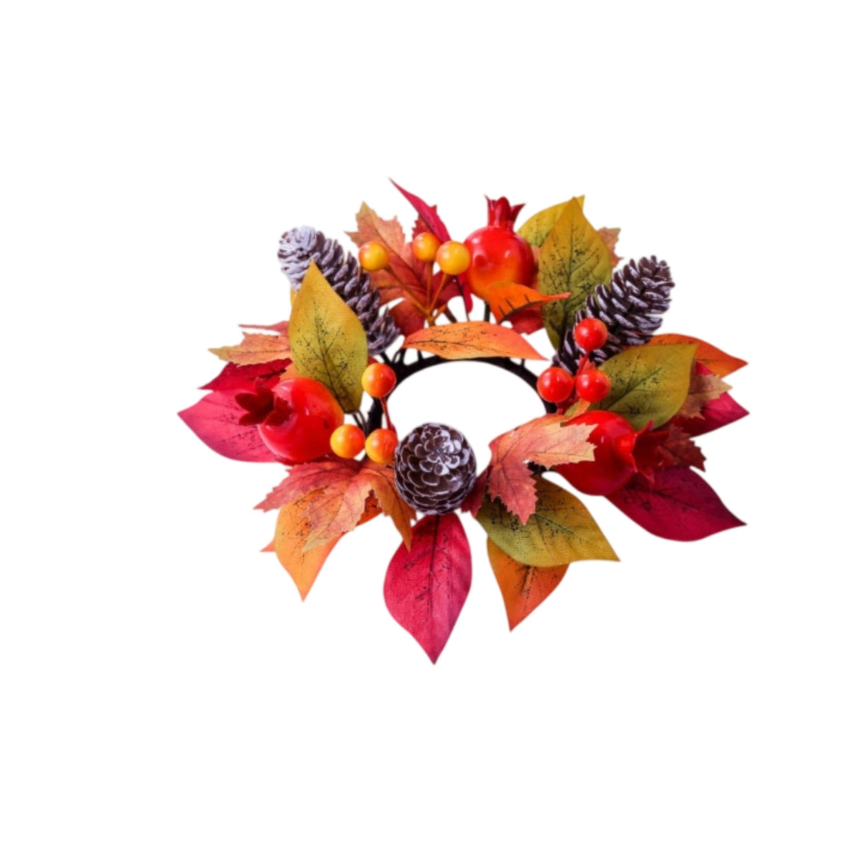 Candle Holder Wreath with Glass Cup Cozy Autumn Wreath Lightweight for Party