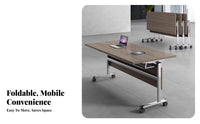 Foldable Design Foldable Rolling Table Splicing ability Rolling Flipflip-folding top table Mobile with Lockable casters Training Desk Space-Saving for Educators, portable Planners, Facility Managers, Conference Rooms, Classrooms, Classroom, Seminar
