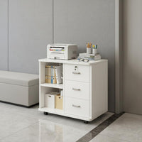With Lock Mobile File Cabinet Multi-Purpose Locking Storage Cabinet on Wheels Space-Saving Rolling Office Organizer Sturdy Construction for Study Room