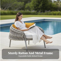 4 Pieces Modern Design 4-Piece Woven Conversation Group weather-resistant Outdoor Furniture Low Maintenance outdoor seating set long-lasting Frame for Homeowners, Business Owners, Families, Balcony, Courtyard, Garden, Backyard