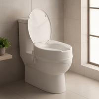 Toilet Seat Riser with Lid White Raised Toilet Seat with Lid Easy to Clean for Handicapped, Washroom