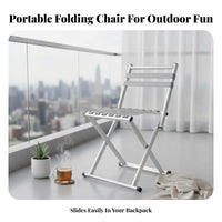 Foldable Webbed Backrest Stool Back Support Folding Chair Compact Portable Seating Sturdy Construction for Campers, Travelers, Camping, Fishing, Home Use, Picnics