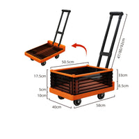 Foldable Trolley with Basket Portable Hand-Push Trolley with Handle Silent Foldable Utility Cart for Camping