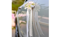 Wedding Car Decoration Bridal Car Door Handle Flowers Rearview Mirror Bouquet White Lace-Trimmed for Brides