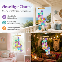 Hanging Shell Wind Chime 54cm, Handmade Wind Chime for Garden & Balcony, Clear Sound Play, Multicolor Window Decoration