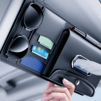 Car Sun Visor Storage Pouch Multi-Functional Leather Sun Visor Pouch Space Saving Automotive Accessory