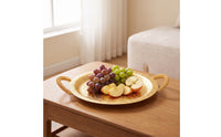 Serving Tray with Handles Gold-Tone Metal Serving Tray Round for Dining Table