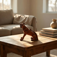 Resin Animal Figurine Carved Wood-Look Figurine Carved Desktop Ornament for Art Collectors, Bookshelf, Office Desk, Mantel