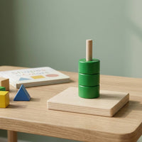 Vertical Stacking Peg Toy Rounded Wooden Stacking Toy Compact for Playroom, Kids