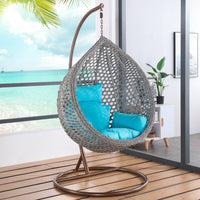Egg-Shaped Hammock Chair, Large, Freestanding, PE Rattan, Balcony, Outdoor Use