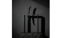 Human Figure Sculpture Minimalist Sculpture with Rectangular Base Black Decor for Office Desk
