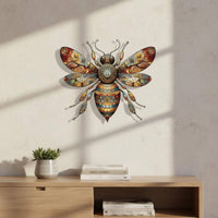 Metal Bee Wall Art Effortless to Hang Honeybee Wall Decor Indoor Outdoor Use House Decoration for Bedroom, Office