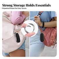 Textured Material Black Zip Pouch Metal Loop Zippered Storage Pouch Rounded Rectangular Zipper Bag Compact