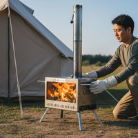 Viewing Window Secondary Combustion Heater Long-Lasting Stainless Steel Wood Heater for Camping