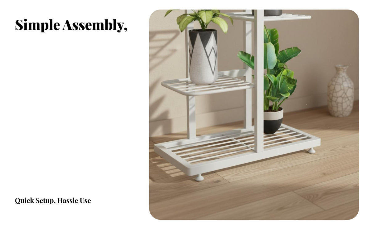 Space Saving Multi-Tier Plant Stand Sturdy Floor Standing Plant Shelf Large Capacity Metal Flower Pot Holder Heavy Duty for Gardeners, Homeowners, Interior Decorators, Living Room, Balcony, Outdoor, Garden