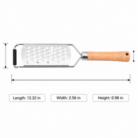 Stainless Steel Food Grater, Wood Handle Cheese Grater for Vegetables & Chocolate, Multi-purpose Kitchen Grater for Pasta & Salads