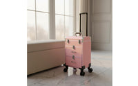 Telescopic Handle Makeup Trolley Case Wheeled Rolling Makeup Case Aluminum Frame Beauty Storage Portable for Studio