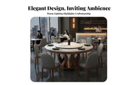 Pedestal Dining Table with Lazy Susan Modern Design Round Turntable Table with 6 Chairs Minimalist aesthetic Home Furniture for Homeowners, Hosts, Kitchen