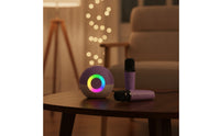 Bluetooth Karaoke Speaker with Wireless Microphones Light-up Portable Karaoke Machine Multicolor System Colorful for Children, Singers