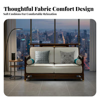 Modern Chinese design Upholstered Wood Frame Couch Set Serene Design Household Furniture Small Space accommodating Lounge Suite comfortable Seating for Apartment Dwellers, Homeowners, Families, Living Room, Home