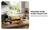 Bamboo Bread Bin Food Grade Roll Top Bread Bin Household Storage Space Saving Design Long-Lasting for Pantry