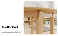 Thickened Tabletop Solid Wood Kids Table Set Rounded Corner Design Solid Wood children's Furniture Set Heavy Duty Preschool Study Desk and Chairs Finish for Toddlers, Preschoolers, Parents, Kindergarten, Daycare Center, Playroom, Living Room