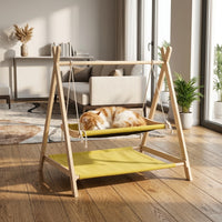 Swing Bed 2-Layer Hanging Cat Bed with Tassels, Indoor Toy and Hanging Bed for Relaxation, Universal Size Cat Swing Playground for Self-Play