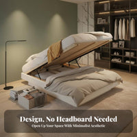 Headboardless Ottoman Bed Gas raise Mechanism Bedroom Furniture Space Saving for People with Small Rooms, Apartment Dwellers, Studio Flat, Guest Room