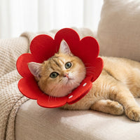 Soft Pet Neck Recovery, Solid Felt Material Flower Design for Post-Surgery Pet Care, Adjustable Anti Bite Lick Secure Guard