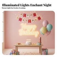 light-emitting diode Lights Illuminated Birthday Banner social-mediamable Backdrop Illuminated Birthday Sign Colorful Letters Party Supplies Hang Anywhere for Teens, Adults, Parents, Home event, event location