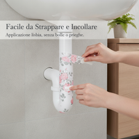 Rose Pattern Moisture-Proof Aluminum Foil Pipe Cover Sticker for Kitchen and Bathroom