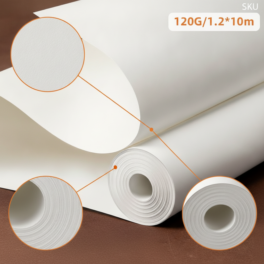 Thickened White Kraft Paper Roll for Garment Pattern Making and Cutting, 100g Whole Roll Packaging
