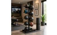 Curved Cradles Double-Row Ball Rack Floor-Standing Steel Ball Rack Stable Base Sports Equipment Organizer Painted Finish