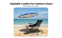 Foldable Portable Recliner Reclining Camping Chair Adjustable Backrest Outdoor Furniture Cup Holder for Anglers, Beachgoers, Fishing, Picnic, Backyard, Poolside