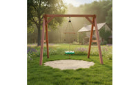 Outdoor Swing with Wooden Bar Braided Disc Swing Suspended Indoor for Children, Toddlers, Backyard, Playroom, Daycare
