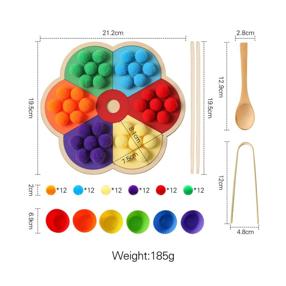Hands-On Training Color Sorting Toy Set Eco-Friendly Materials Fluffy Ball Sorting Game Fine Movement Skills Toy for Preschoolers