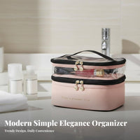 Double Layer Makeup Bag Large Capacity Travel Toiletry Organizer Portable