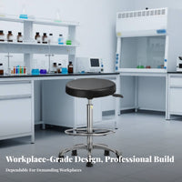 Adjustable Height Anti-Static Workstation Stool Easy to Clean Commercial Furniture 360-Degree Swivel Rolling Chair Stable Base for Factory Workers, Professionals, Workstation Oratory, Cleanroom, Workshop, Hospital